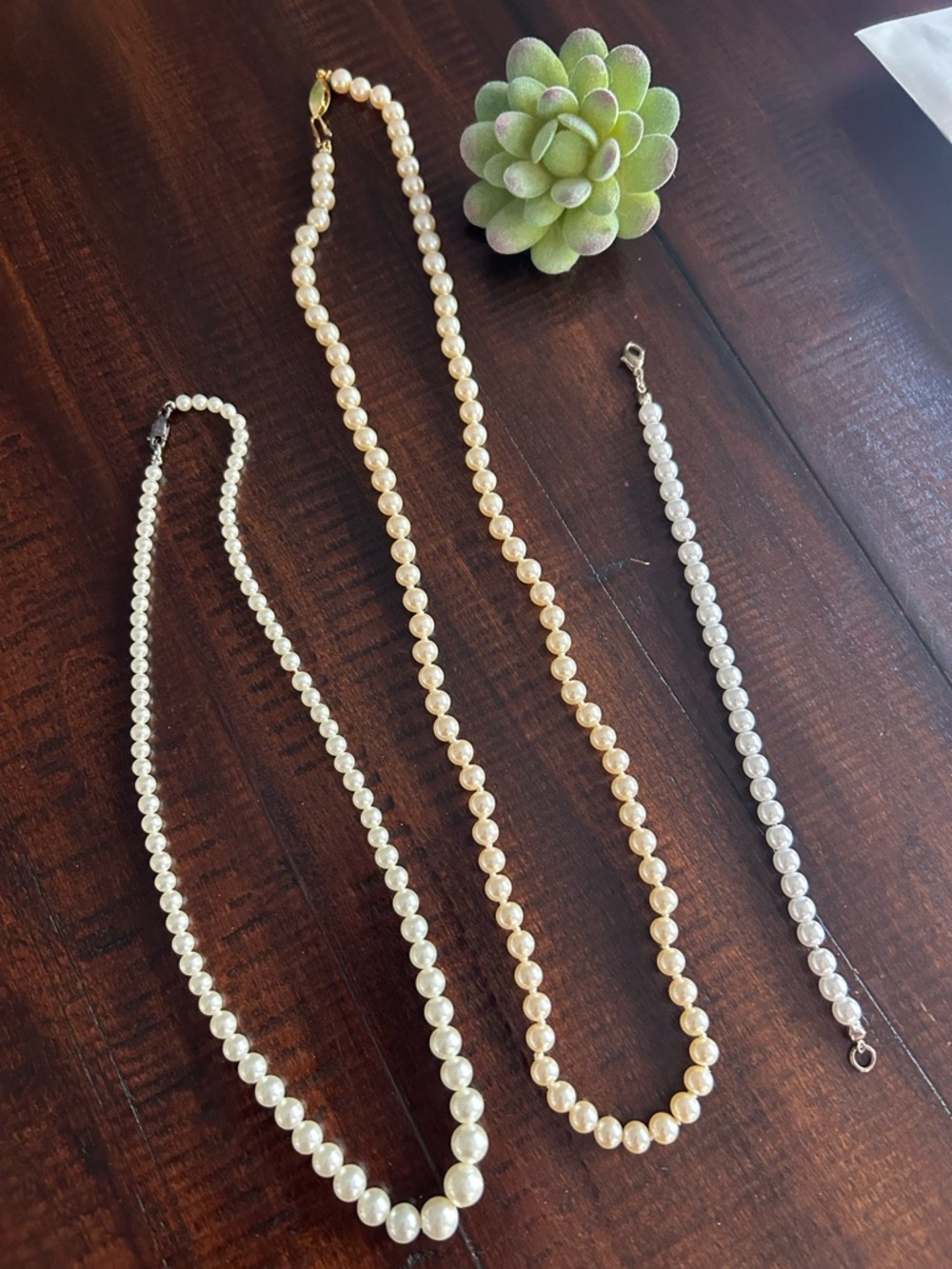 Pearl Bundle two Pearl Necklace Set and one bracelet